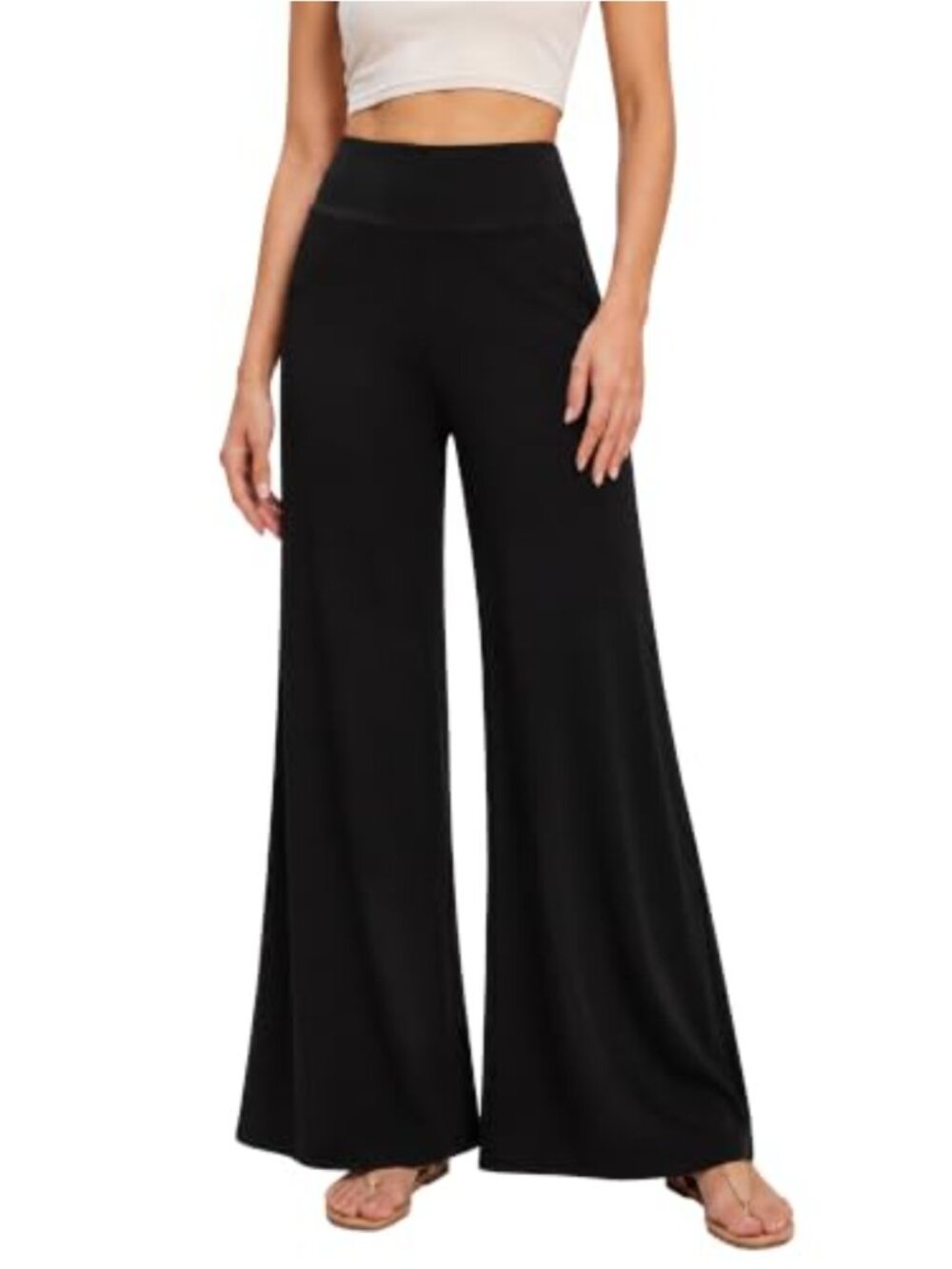 Wide Leg Yoga Palazzo Pants High Waisted Flowy Lounge Trousers